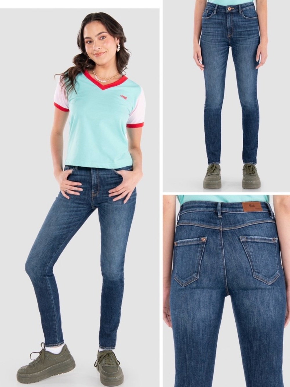 Women's Mid-Rise Dark Blue Skinny Jeans